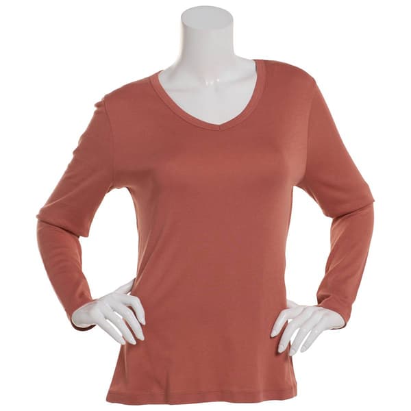 Womens Architect® Long Sleeve Solid Rib V-Neck Tee