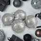 Northlight 4ct. Glittered Floral Christmas Glass Ball Ornaments - image 3
