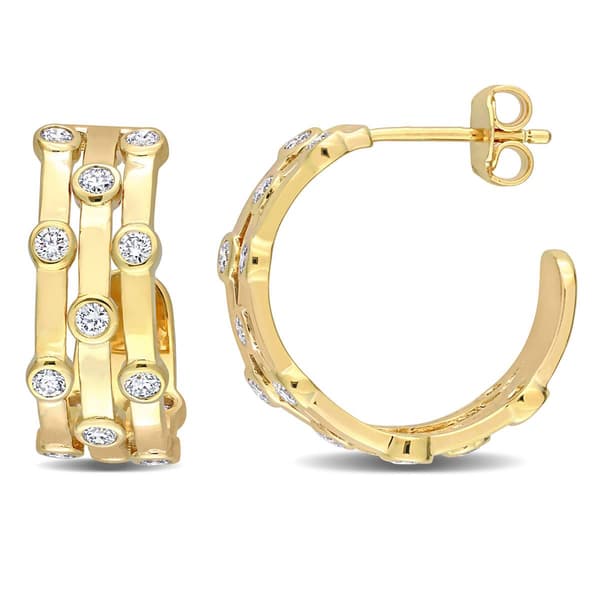 Gold Plated 7/8ctw Lab Grown Diamond Earrings - image 