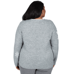 Plus Size Alfred Dunner Vail Snowflake Pearl Heathered Sweater