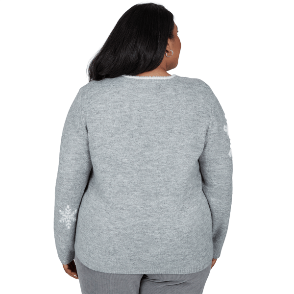 Plus Size Alfred Dunner Vail Snowflake Pearl Heathered Sweater - image 