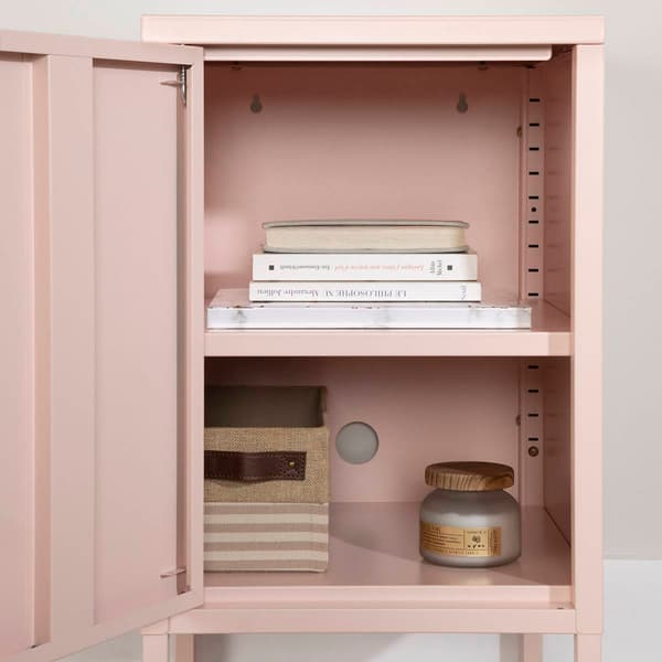 South Shore Crea Pale Pink Metal 1-Door End Table