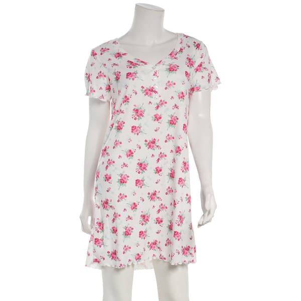Womens Jessica Simpson Short Sleeve Floral Ribbons Nightshirt