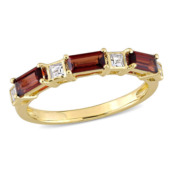 Gemstone Classics&#40;tm&#41; 10kt. Yellow Gold & Garnet White Topaz Ring - image 