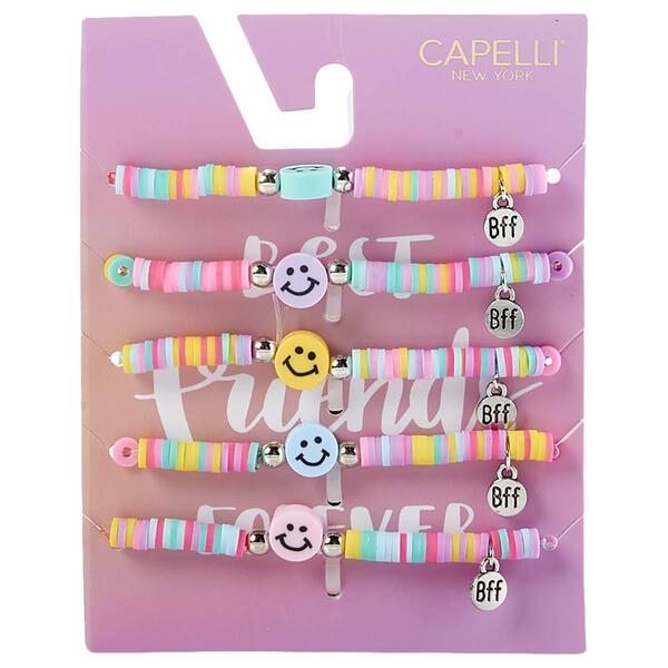 Girls Capelli New York 5pc. BFF Bracelet Set w/Smiley Beads - image 