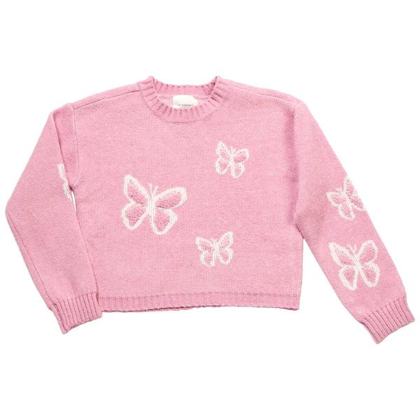 Girls (7-16) No Comment Crew Boucle Butterfly Sweater