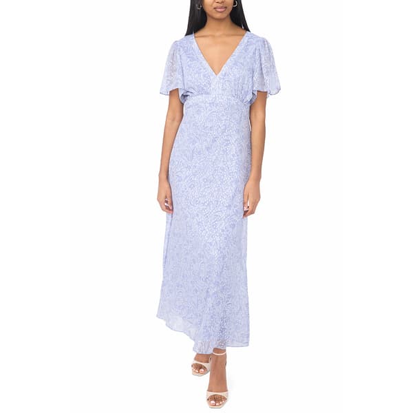 Womens MSK Short Sleeve V Neck Foil Print Yoryu Midi - image 