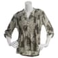 Womens Notations 3/4 Sleeve Leopard Jacquard Henley Blouse - image 1