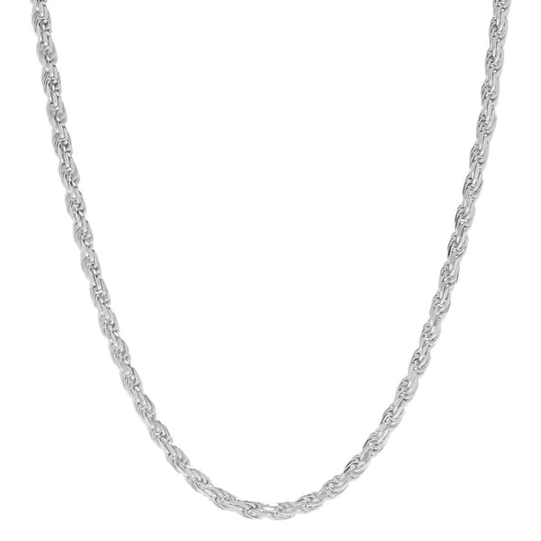 Sterling Silver Diamond Cut 18in. Rope Chain Necklace - image 