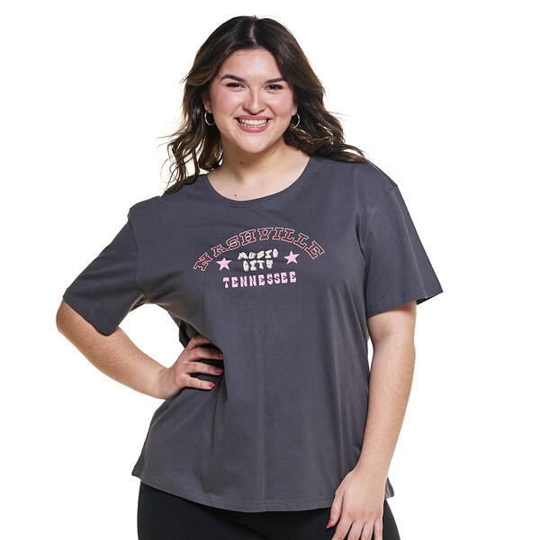 Juniors Plus Attitude Not Included Nashville Guitar Graphic Tee - image 