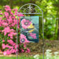 Evergreen Goldfinch on Hollyhocks Suede Garden Flag - image 2