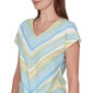 Womens Hearts of Palm Aqua Fresh Tie Front Chevron Blouse - image 5
