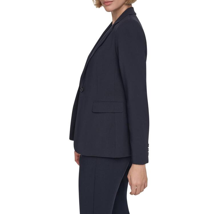 Womens DKNY Long Sleeve Solid One Button Blazer - Navy