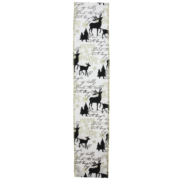 Northlight 12pk. White & Black Playful Reindeer Christmas Ribbons