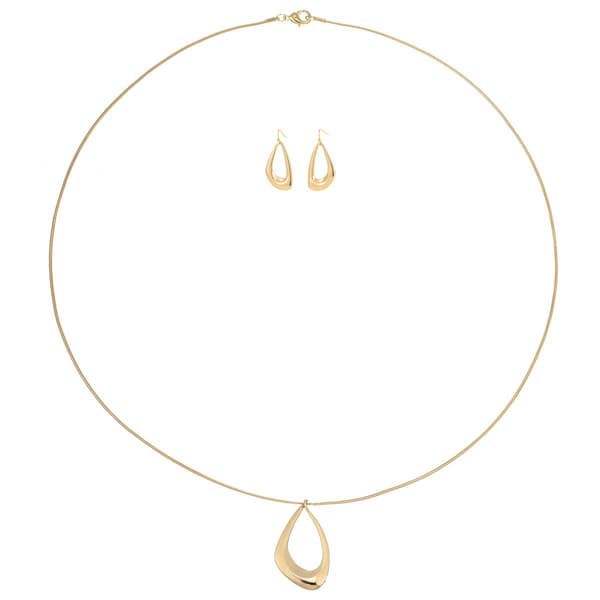 Design Collection Gold-Tone Pendant Necklace & Earring Set - image 