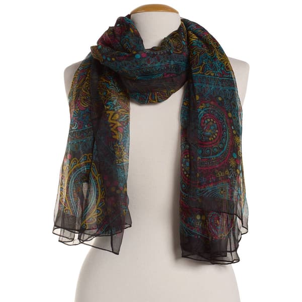 Womens Renshun Geometric Floral Oblong Scarf - image 