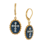 Symbols of Faith 14kt. Gold-Dipped Oval Cross Leverback Earrings - image 1