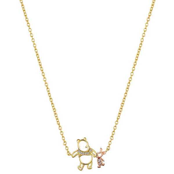 Shine Disney CZ Winnie the Pooh & Piglet Pendant Necklace
