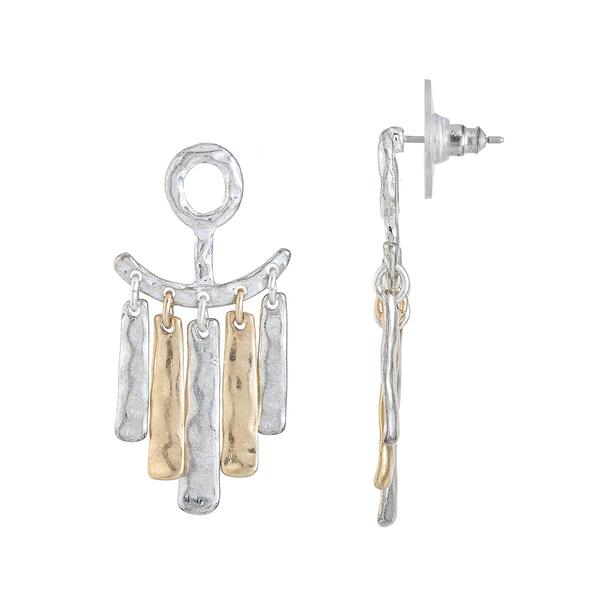 Bella Uno Two-Tone Metal Fan Post Drop Earrings - image 