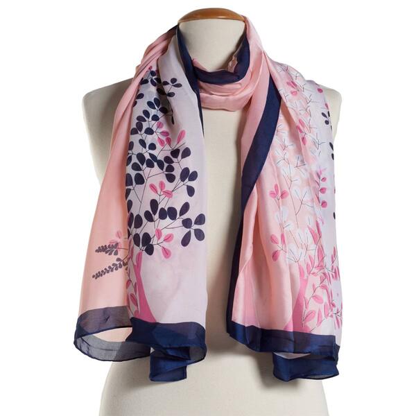 Womens Renshun Side Floral Oblong Silk Scarf - image 