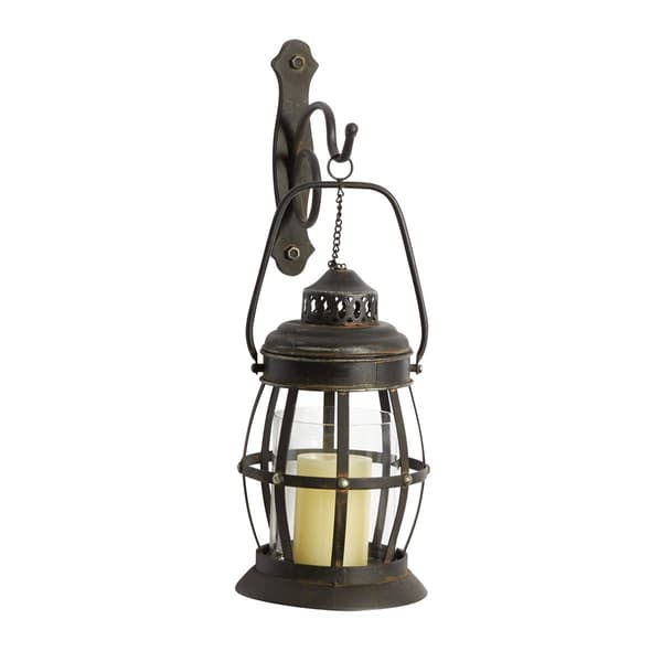 9th &amp; Pike(R) Brown Iron Rustic Candle Wall Sconce - 19x7 - image 