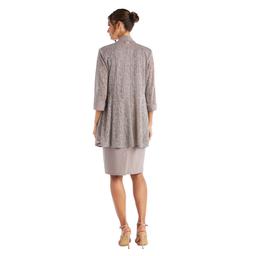 Womens R&M Richards Two-Piece Metallic Knit Jacket Dress