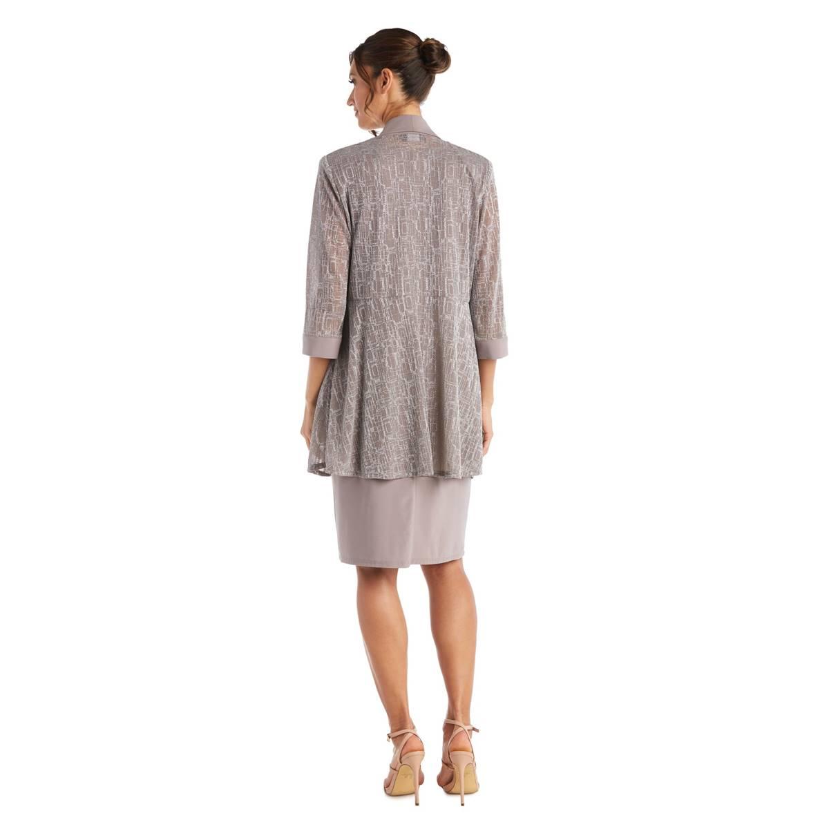 Womens R&M Richards Two-Piece Metallic Knit Jacket Dress