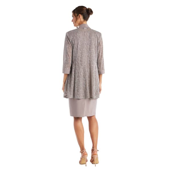 Womens R&M Richards Two-Piece Metallic Knit Jacket Dress