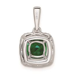 Pure Fire 14kt. White Gold Emerald Halo Pendant