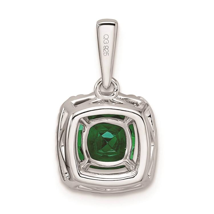 Pure Fire 14kt. White Gold Emerald Halo Pendant
