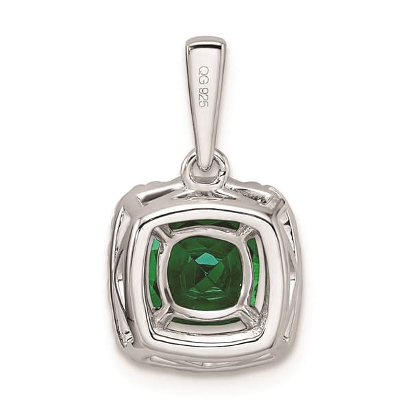Pure Fire 14kt. White Gold Emerald Halo Pendant