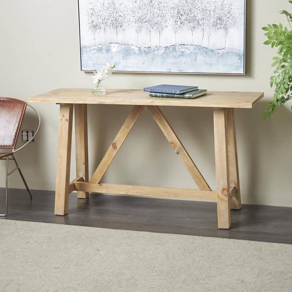 9th & Pike® Farmhouse Light Brown Wood Console Table