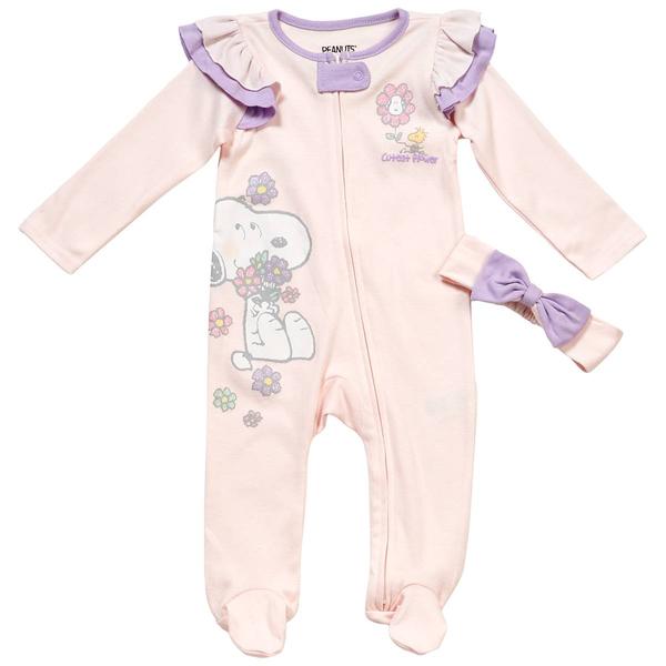 Baby Girl (12-24M) Peanuts(tm) Snoopy 2pc. Sleep & Play Layette Set - image 