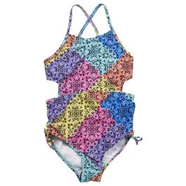 Girls &#40;7-16&#41; Kensie Girl Paisley Patchwork One Piece Swimsuit