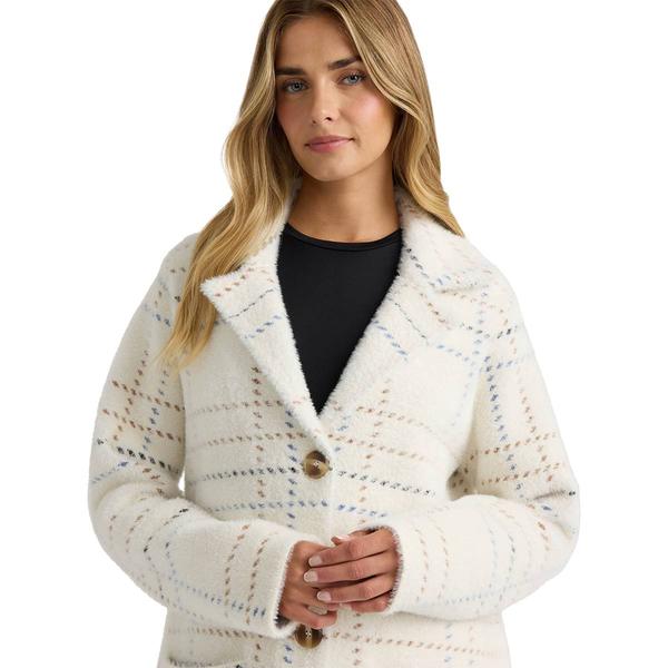 Womens NVLT Notch Collar & Patch Pockets Coatigan - Cream Plaid