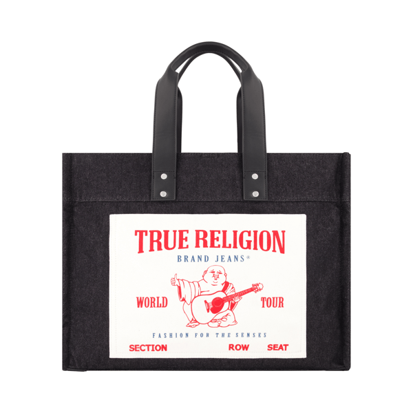 True Religion Large Washed Black Denim Tote