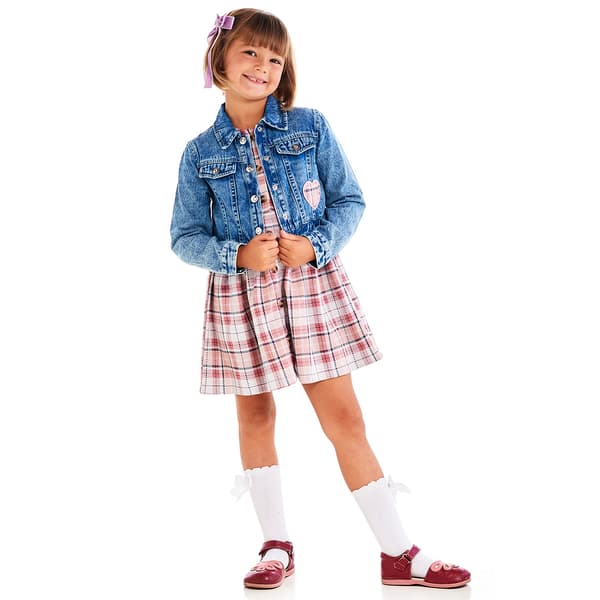 Girls &#40;4-6x&#41; Little Lass 2pc. Plaid Dress w/Denim Jacket