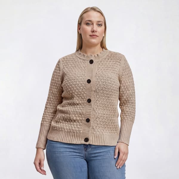 Plus Size Architect(R) Long Sleeve Ruffle Collar Crochet Cardigan - image 