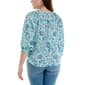 Womens Zac & Rachel 3/4 Sleeve Keyhole Neck Floral Vine Blouse - image 2
