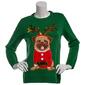 Womens By Design Long Sleeve Crew Neck Reindeer Pug Sweater - image 1