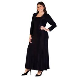 Plus Size 24/7 Comfort Apparel Long Sleeve Shimmery Maxi Dress