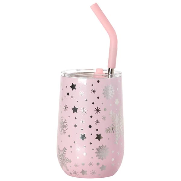 Gourmet Home 14oz. Pink Snowflake Wine Tumbler - image 