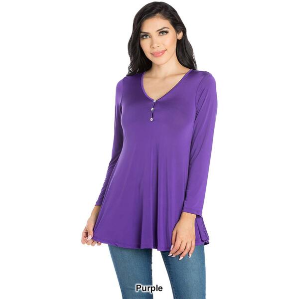 Womens 24/7 Comfort Apparel Flared Henley Tunic