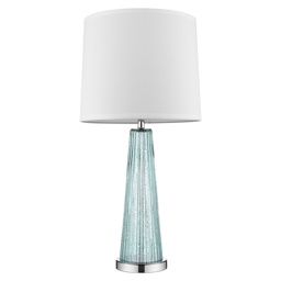HomeRoots 29in Aqua Glass Buffet Lamp with Off White Empire Shade