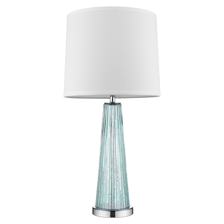 HomeRoots 29in Aqua Glass Buffet Lamp with Off White Empire Shade