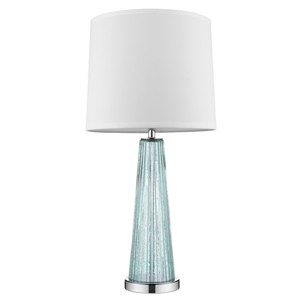 HomeRoots 29in Aqua Glass Buffet Lamp with Off White Empire Shade