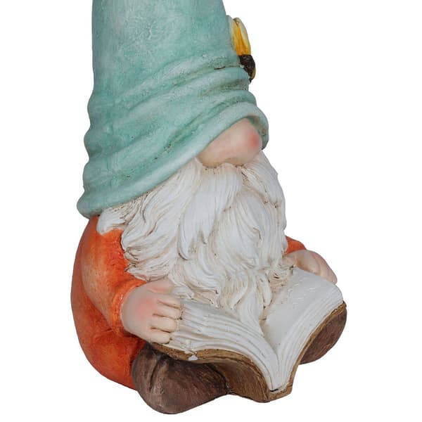 Alpine Turquoise Hat Gnome Reading Book Statue