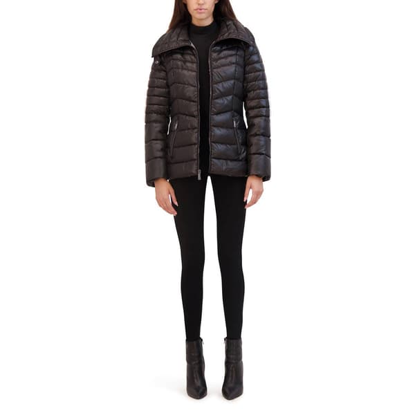 Womens Kenneth Cole Chevron Puffer Jacket w/Winged Collar