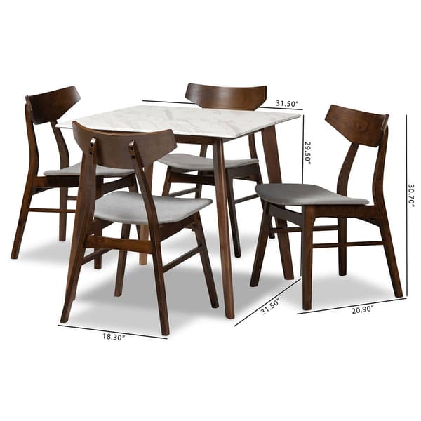 Baxton Studio Pearson Light Grey/Walnut Brown 5pc. Dining Set