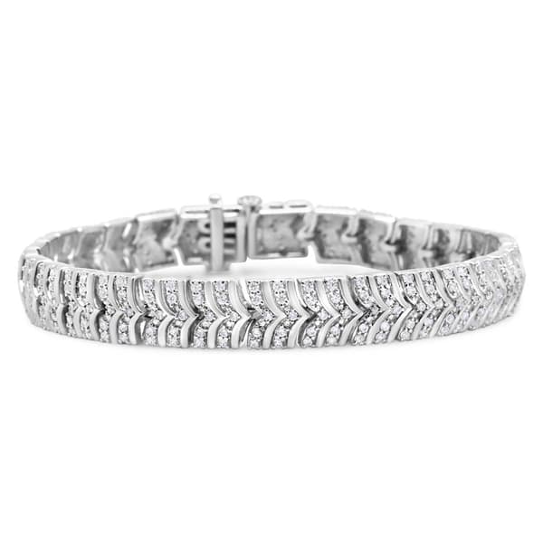 Haus of Brilliance Silver 3ctw. Diamond Chevron Link Bracelet